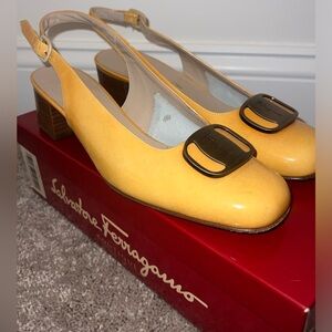 Ferragamo size 8 patent leather sling back